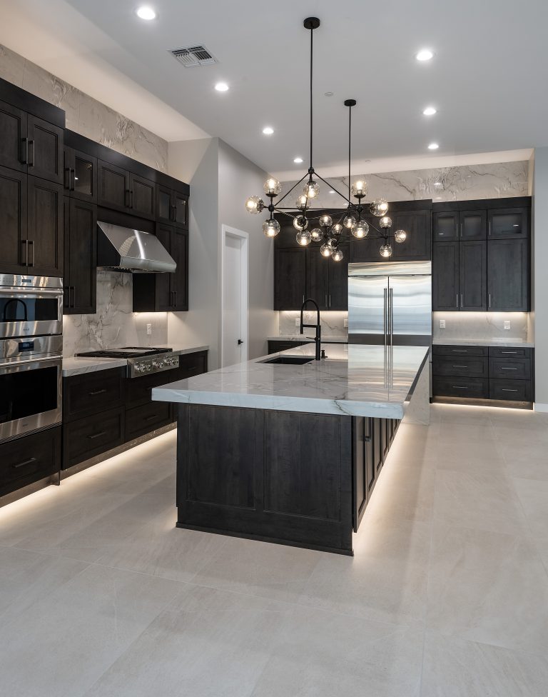 Custom cabinetry in a modern kitchen and bar space