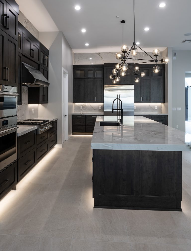Custom cabinetry in a modern kitchen and bar space