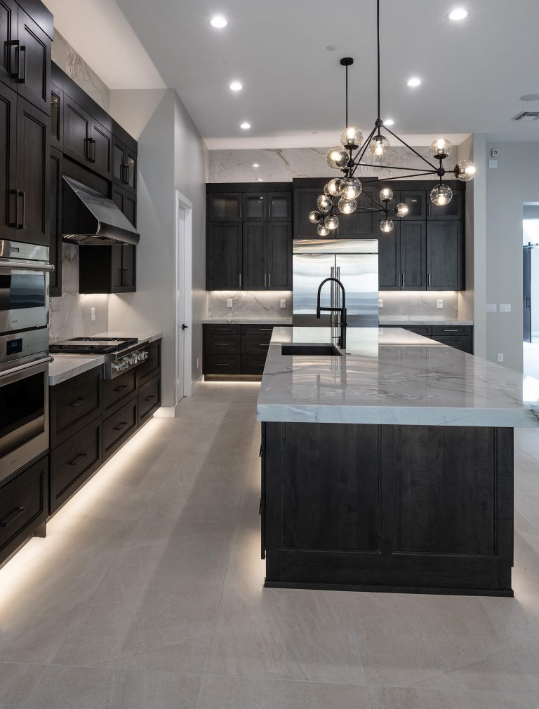 Custom cabinetry in a modern kitchen and bar space