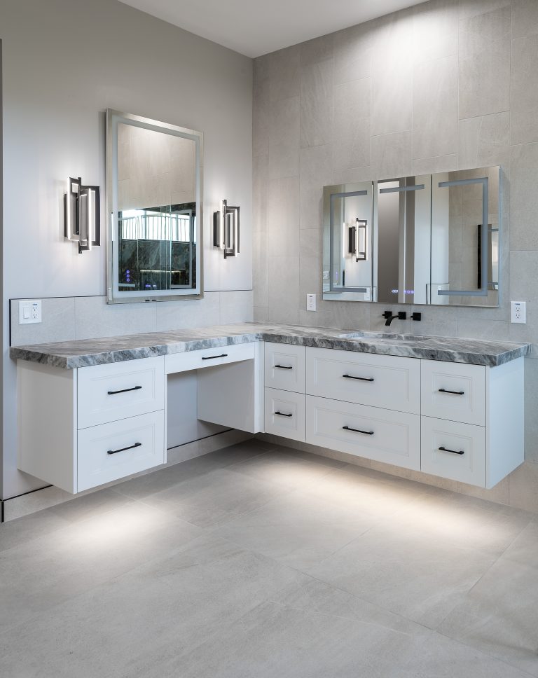 Custom cabinetry in a modern kitchen and bar space