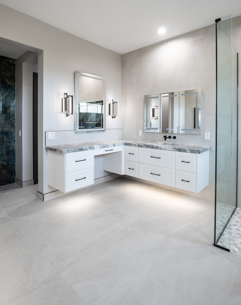 Custom cabinetry in a modern kitchen and bar space