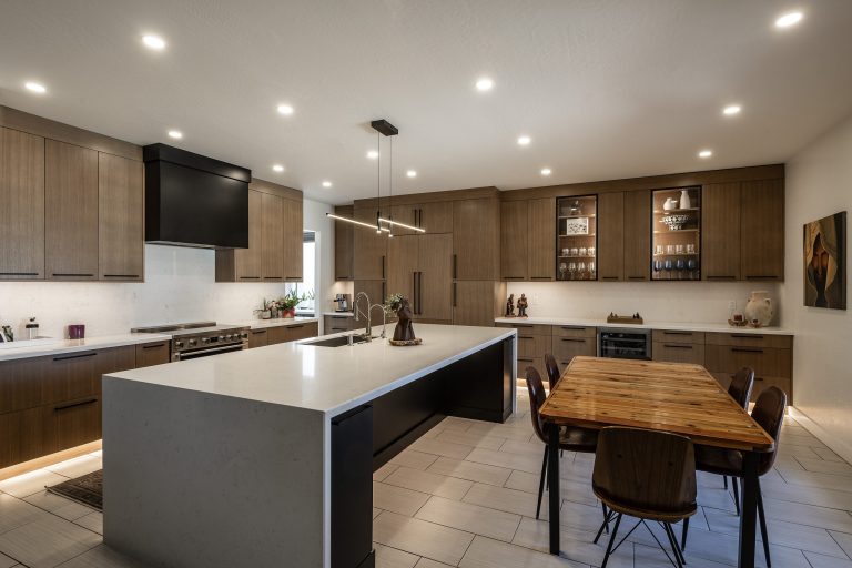 Modern kitchen remodel with custom dry bar and clean design