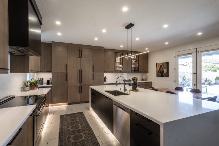 Modern kitchen remodel with custom dry bar and clean design