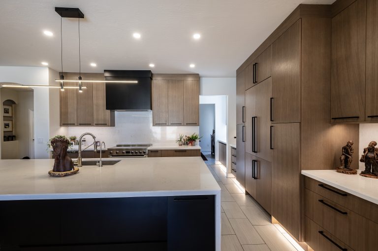 Modern kitchen remodel with custom dry bar and clean design