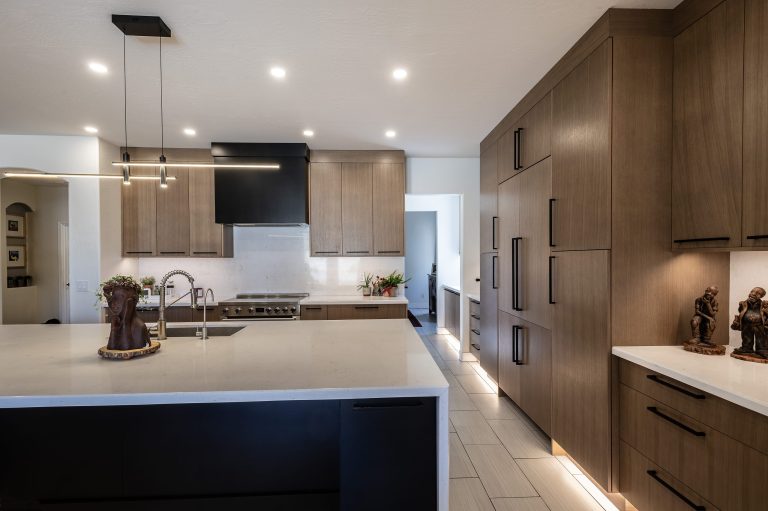 Modern kitchen remodel with custom dry bar and clean design