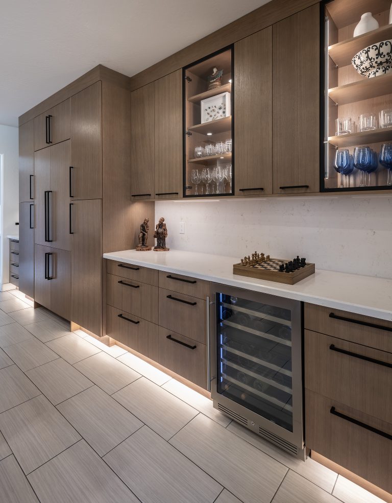 Modern kitchen remodel with custom dry bar and clean design