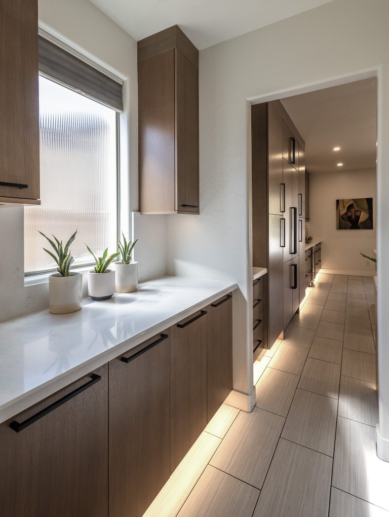 Modern kitchen remodel with custom dry bar and clean design
