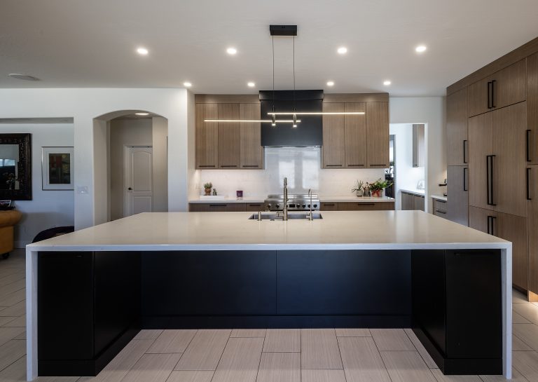 Modern kitchen remodel with custom dry bar and clean design